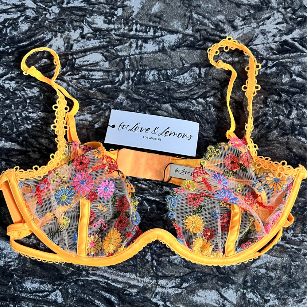 NEW For Love & Lemons Bra Meadow Embroidered, 34B